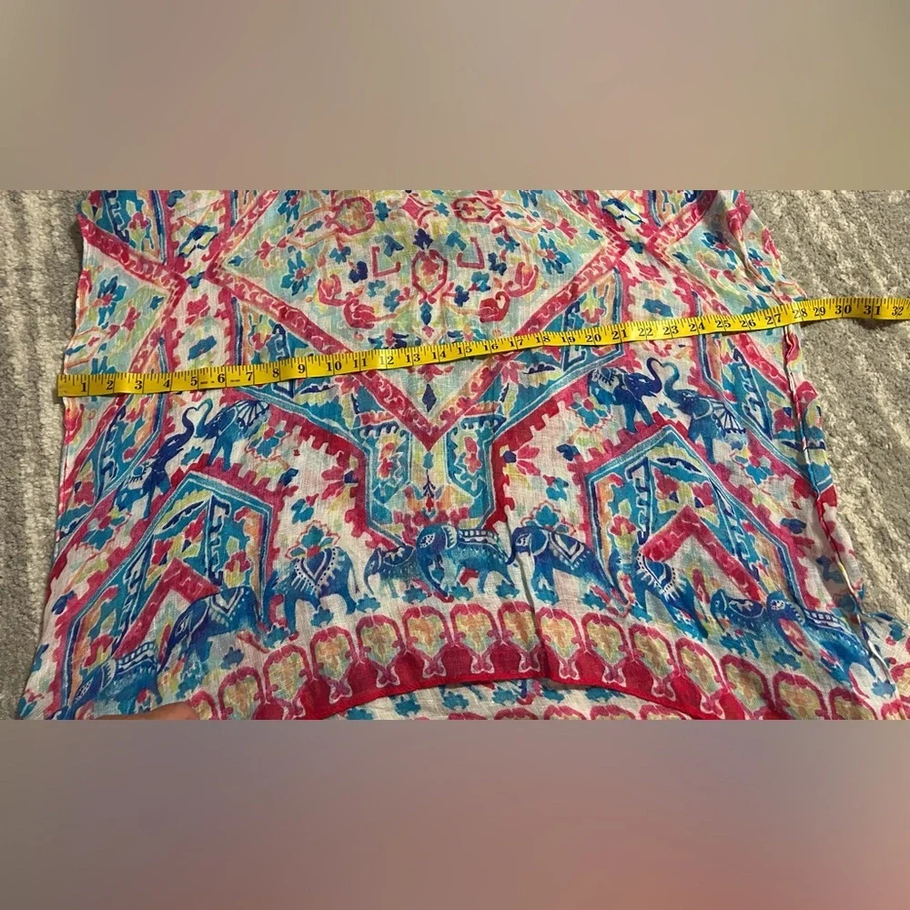 Chicos Caftan Blouse Size S/M 100% Linen Colorful Bohemian Lightweight Summer - Picture 5 of 6